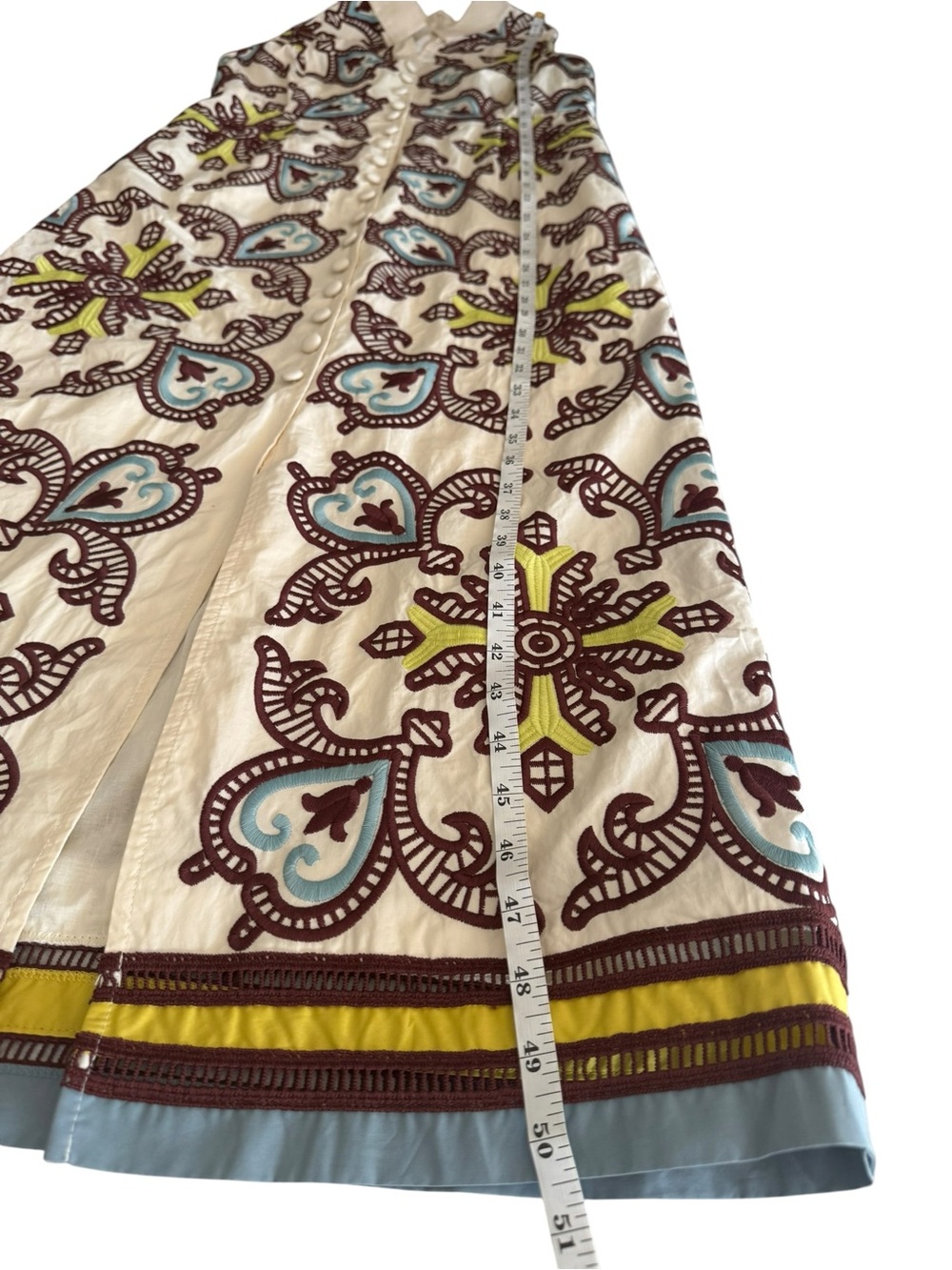 Tuckernuck Citron and Slate Blue Embroidered Leighton Cotton Dress Sz M - Picture 12 of 14